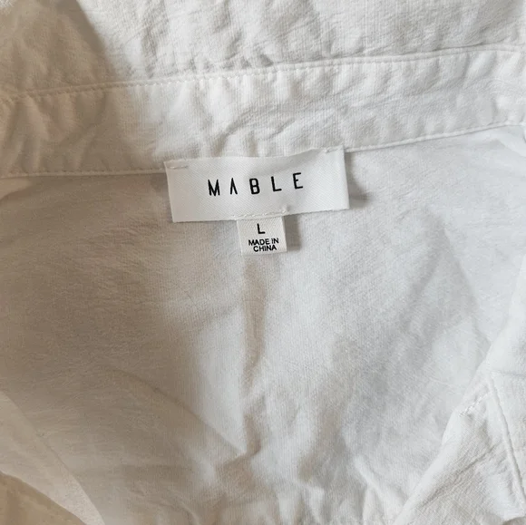 MABLE Brand Cropped Short Sleeve Button Down Large - Picture 5 of 8